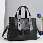 Women's Crocodile Pattern PU Leather Shoulder Tote Bag