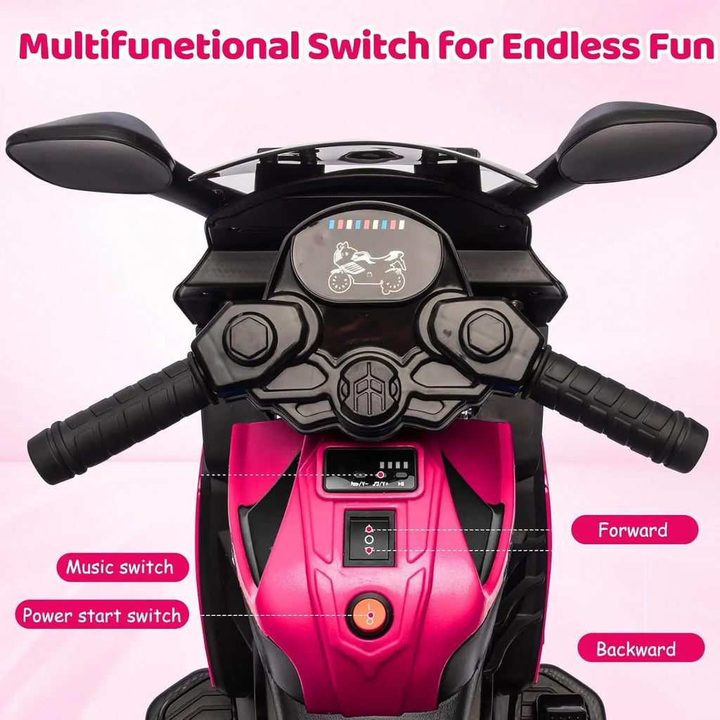 Kids 6V Electric Motorcycle Ride-On Toy with Training Wheels