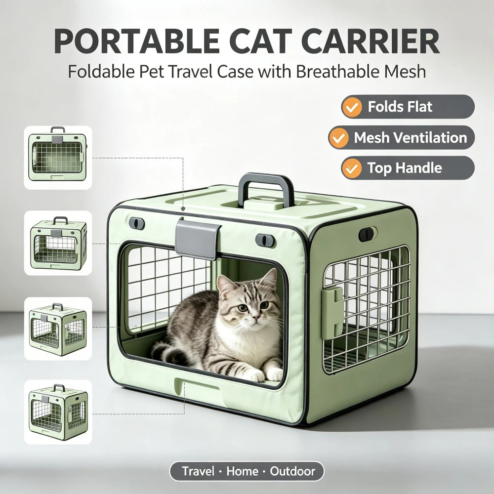 Portable Folding Travel Pet Carrier Box for Cats Dogs