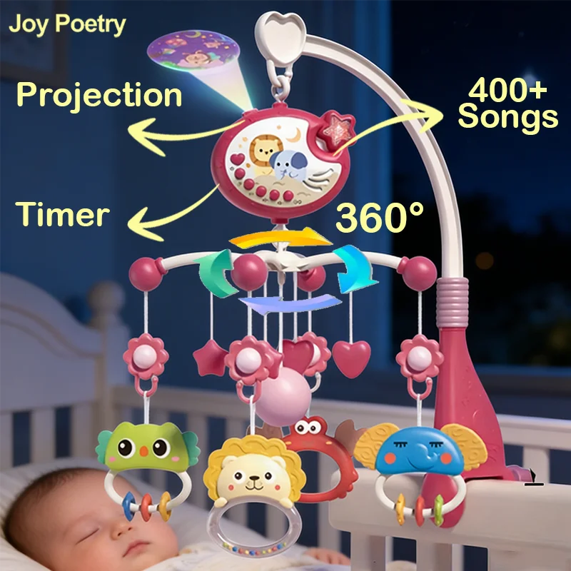 360° Musical Crib Mobile with Night Light Projection