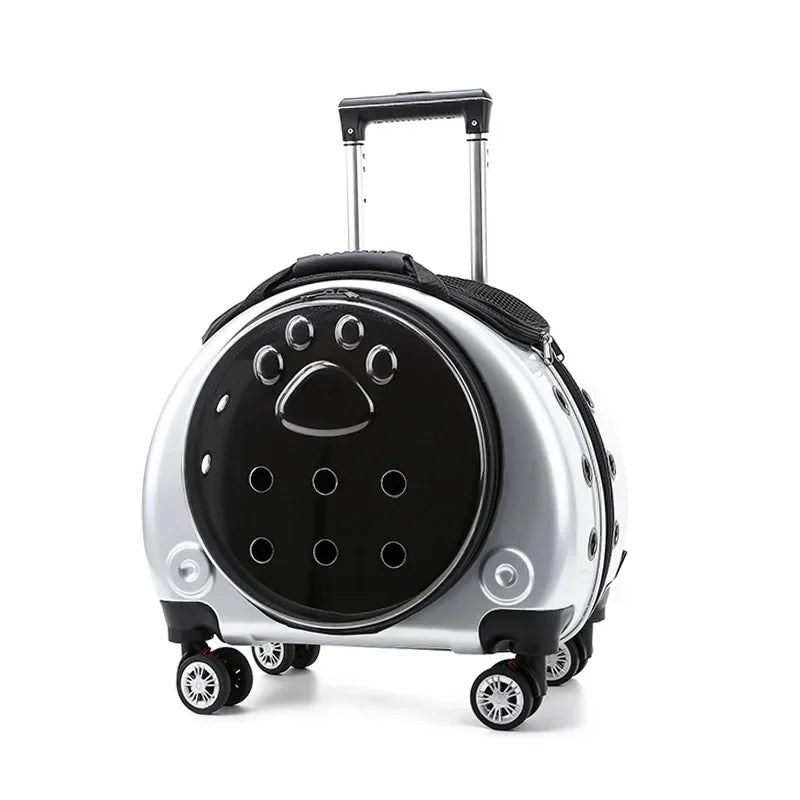 Portable Breathable Rolling Pet Carrier Backpack for Cats Dogs