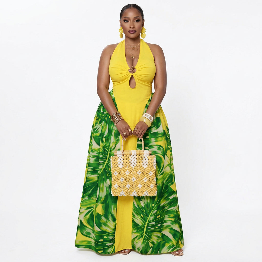 Women's Elegant Sleeveless Dashiki Maxi Dress
