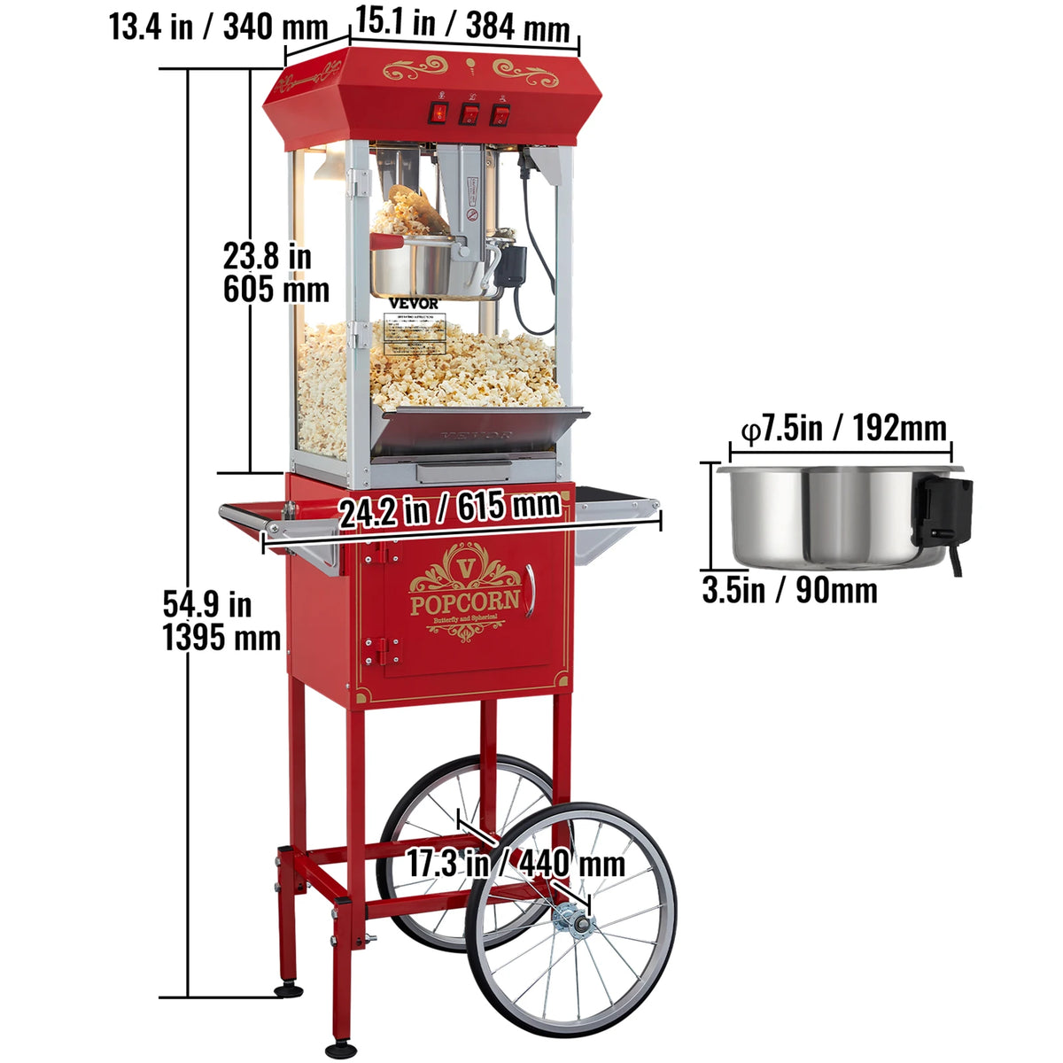 Commercial Electric Countertop Popcorn Maker Machine with SUS304 Heating Tube