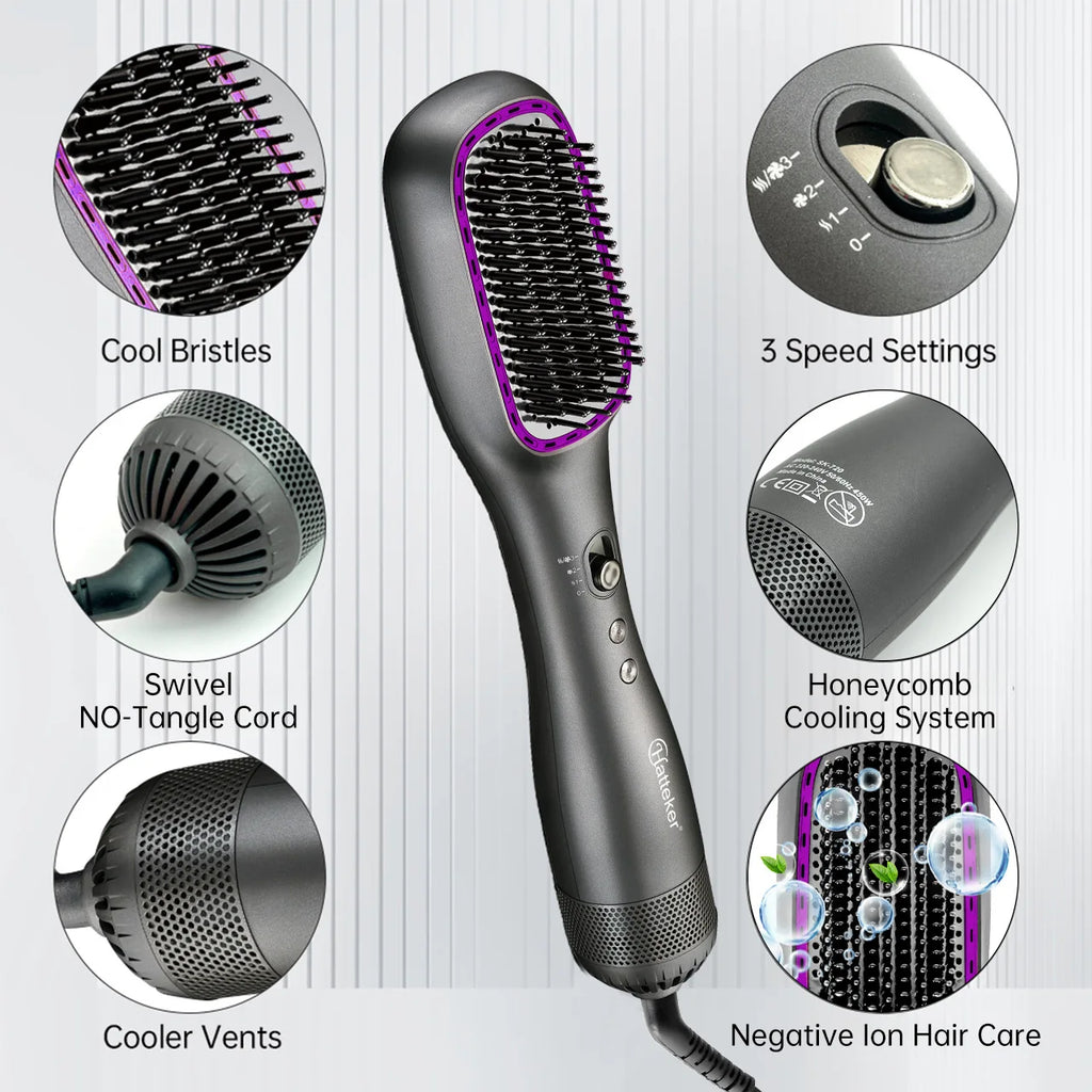 Electric Hot Air Comb and Anion Hair Straightening Brush