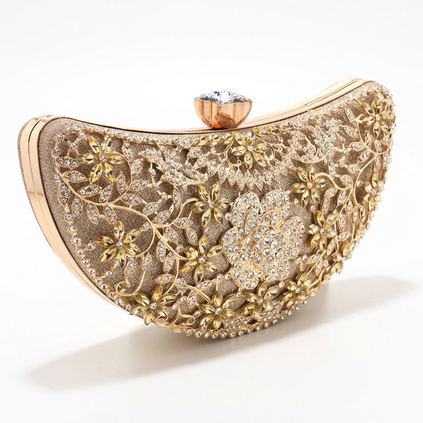 Women's Luxury Moon Hollow Out Rhinestone Evening Clutch Bag