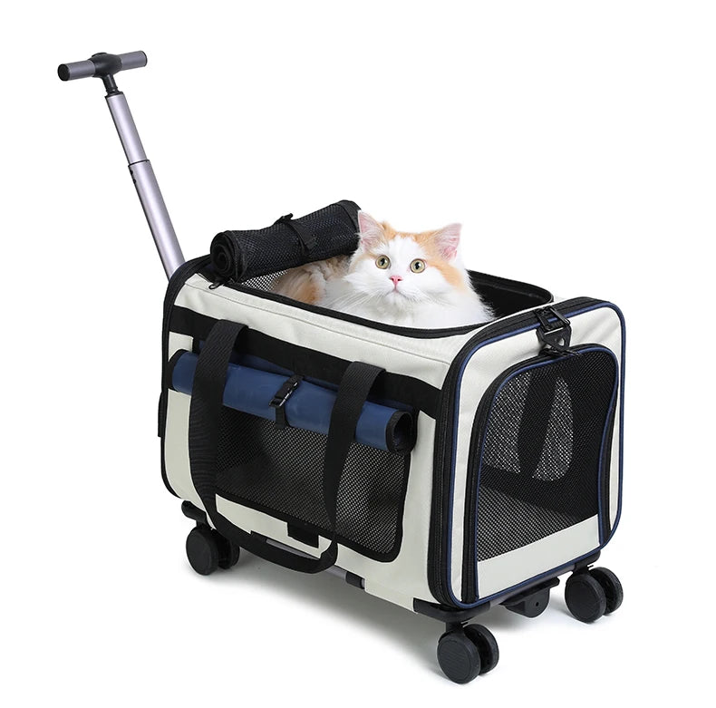 Large Capacity Pet Trolley Travel Carrier Bag for Dogs Cats