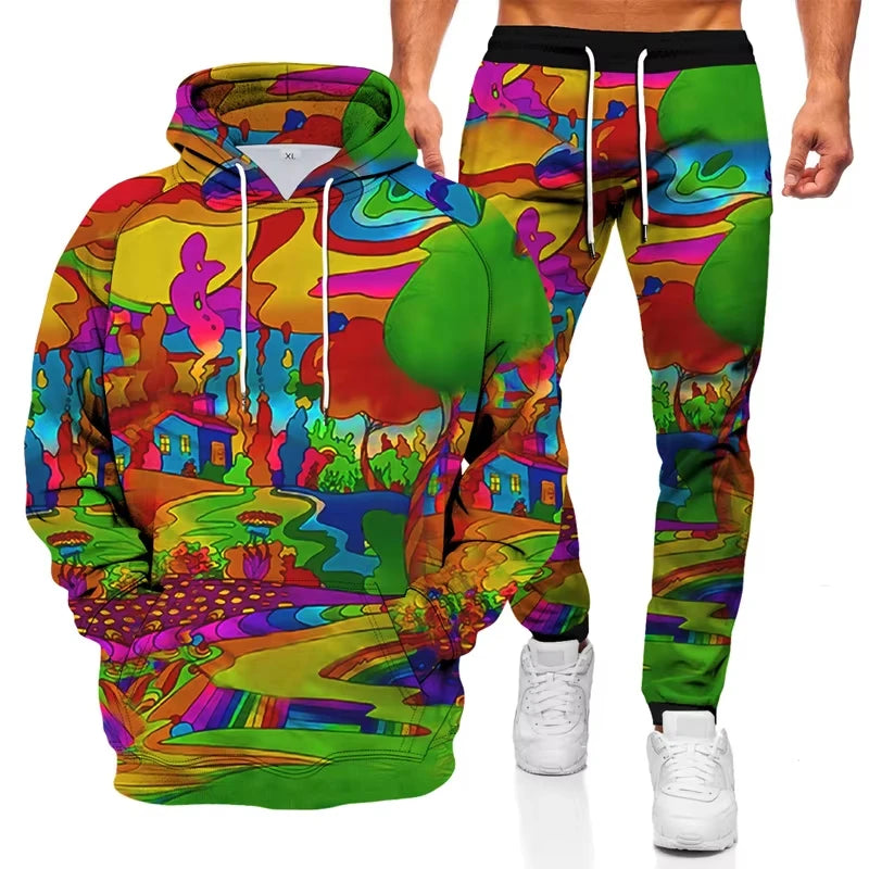Ink Graffiti 3D Printed Hoodie and Sweatpants Set