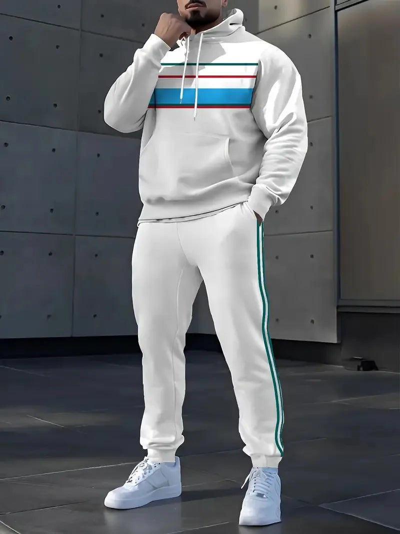Men's Casual 3D Pattern Print Hoodie Tracksuit Set