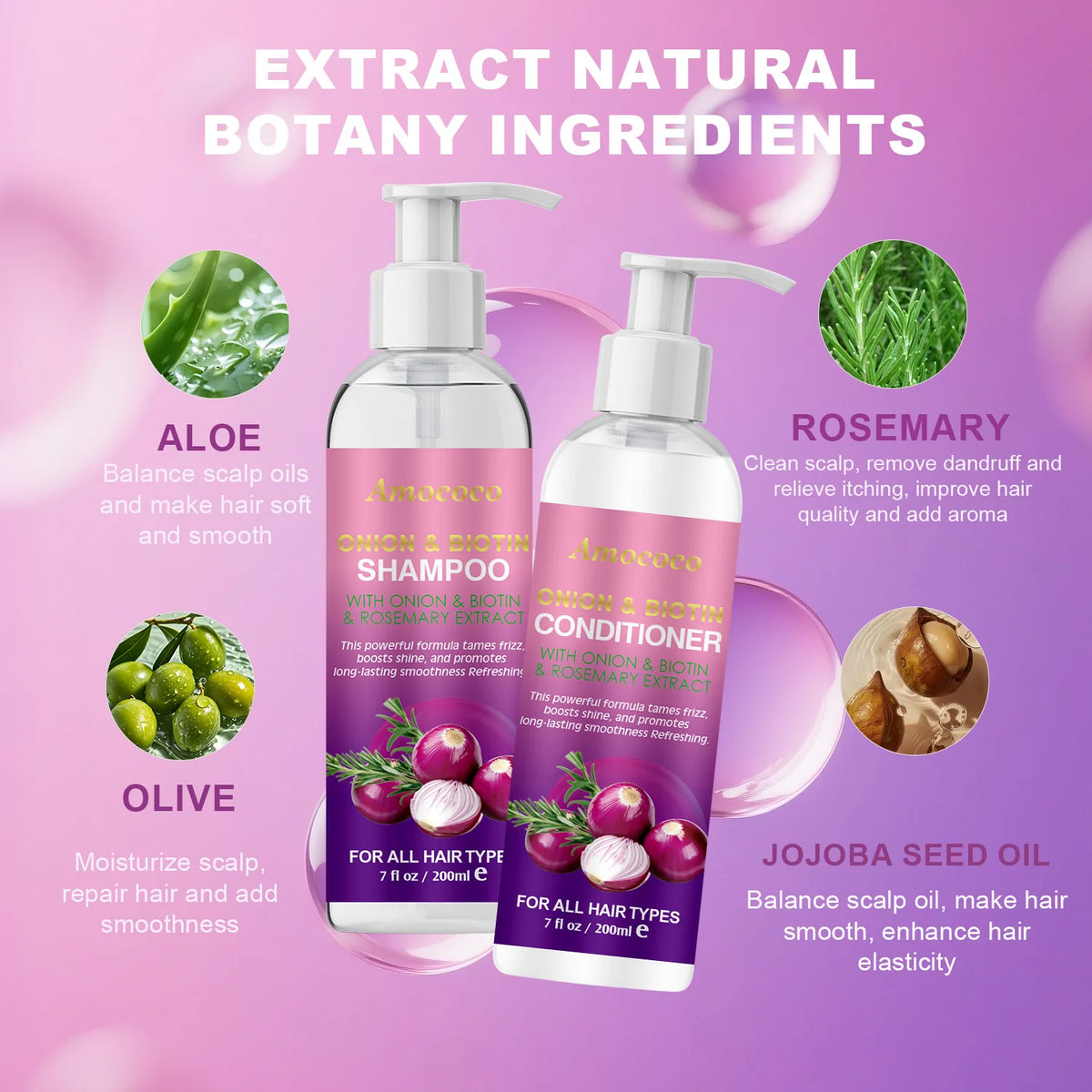 Onion Biotin Rosemary Shampoo and Conditioner Set 6.8 fl oz