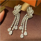 Women's Vintage Bowknot Teardrop Tassel Drop Earrings