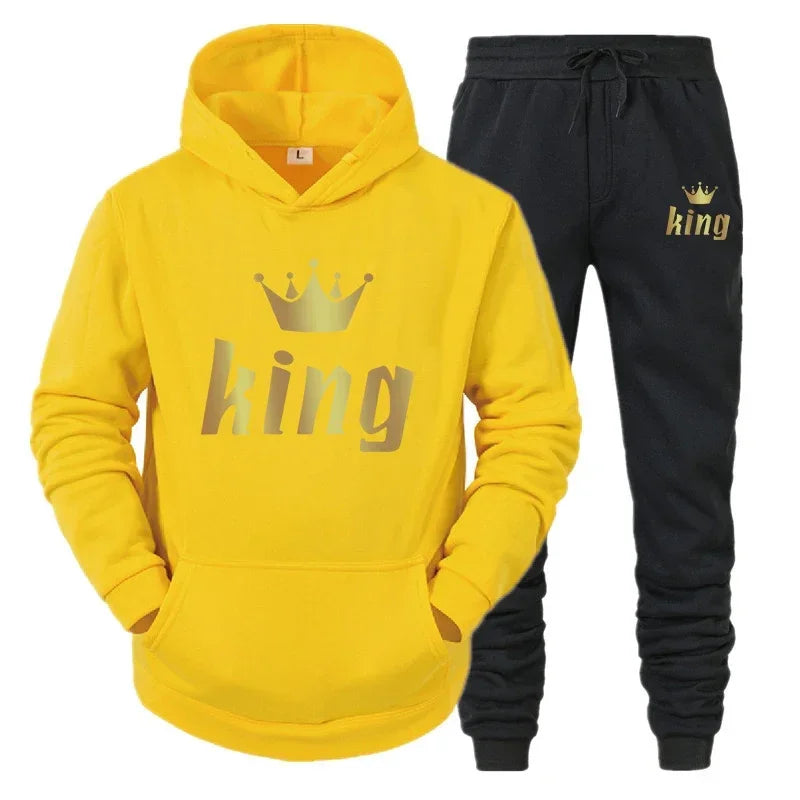 King & Queen Couple Hoodie and Jogger Pants Set
