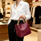 Women's Gold Letter Drawstring Handbag Crossbody Bucket Bag
