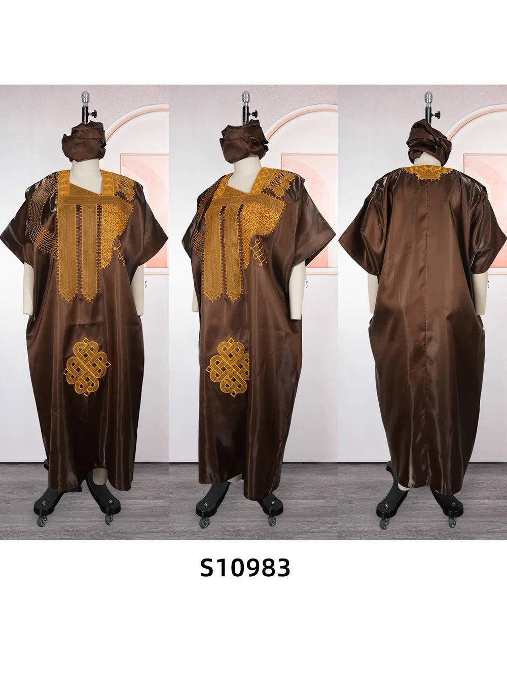 Women's Traditional African Dashiki Ankara Embroidered Maxi Dress