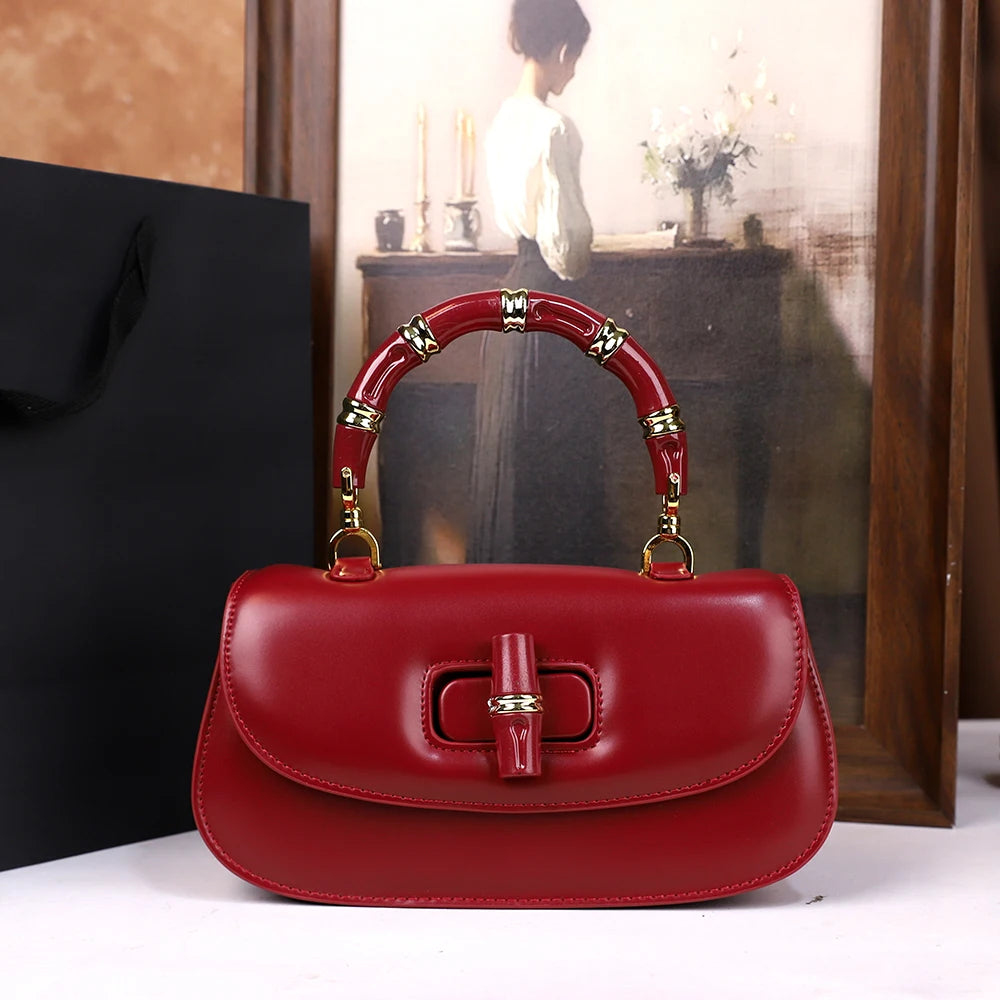 Women's Bamboo Handle Saddle Crossbody Bag
