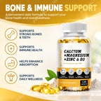 Calcium Magnesium Zinc Vitamin D3 Bone Muscle Support Dietary Supplement Capsules