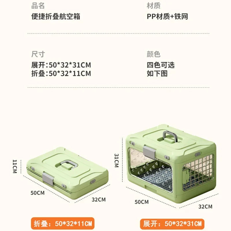 Portable Folding Transparent Travel Pet Carrier Suitcase for Cats Dogs