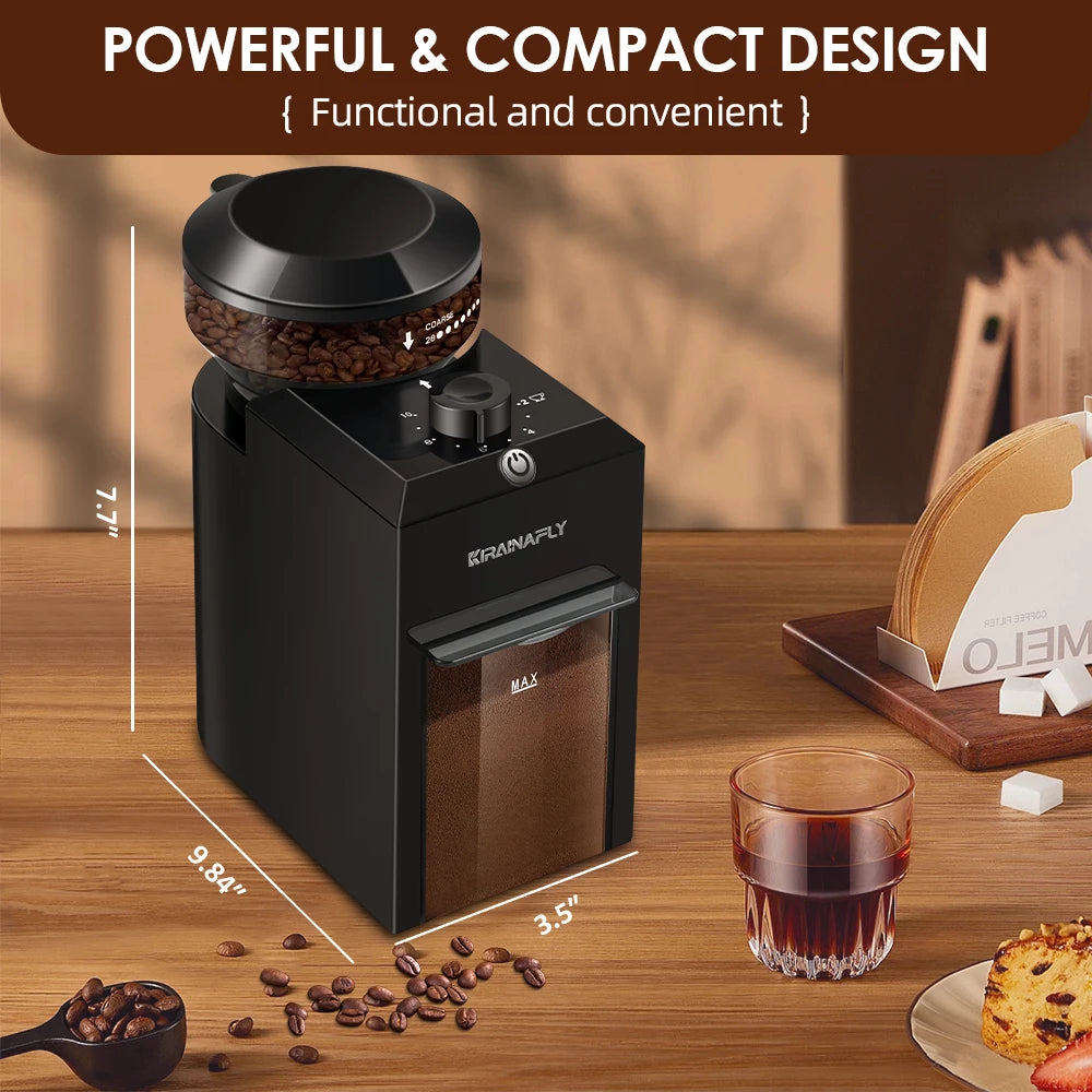 Automatic Electric Burr Coffee Grinder with 28 Adjustable Grind Settings