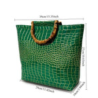 Women's Faux Leather Crocodile Pattern Emerald Green Tote Bag