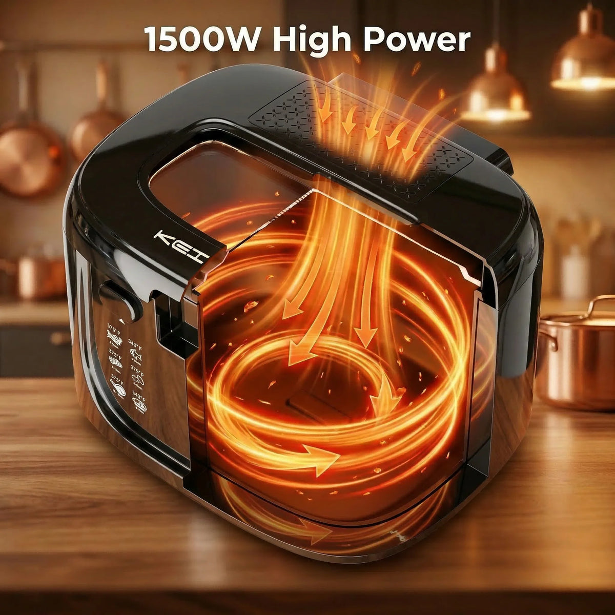 1600W Electric Deep Fryer with 2.6-Quart Non-Stick Basket