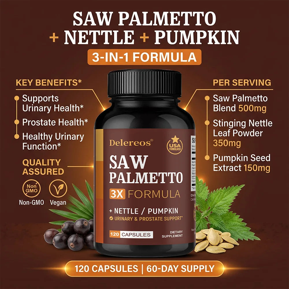 Saw Palmetto Capsules for Prostate and Hair Health