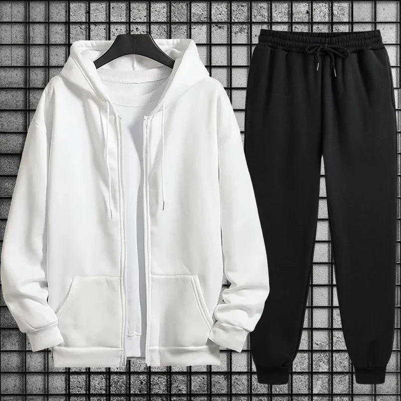 Men's Zipper Hoodie and Sweatpants 2-Piece Set