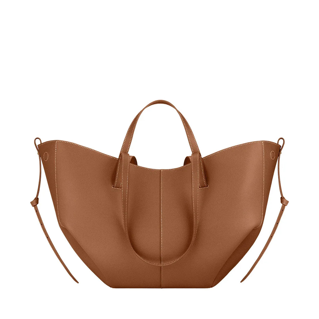 Women's Solid Color Genuine Leather Handbag Shoulder Tote Bag