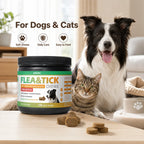 Flea & Tick Soft Chews for Dogs and Cats Skin & Coat Support 120 Count