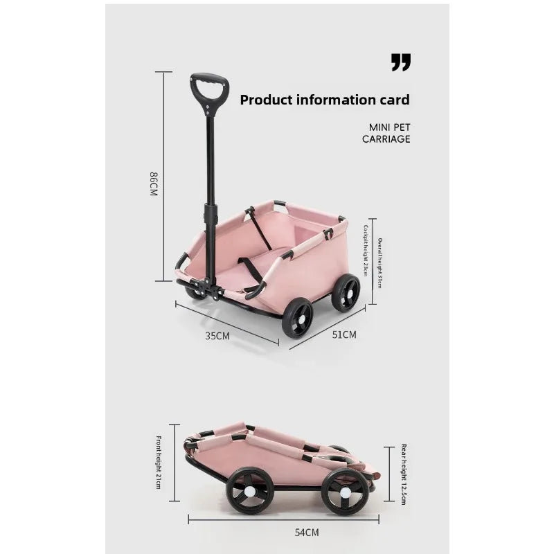 Foldable Pet Trolley Travel Carrier for Cats Dogs