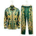 Men's Baroque Print Short Sleeve Shirt and Pants Two Piece Set