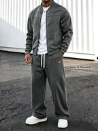 Men's Zip-Up Jacket and Wide Leg Sweatpants Two-Piece Set