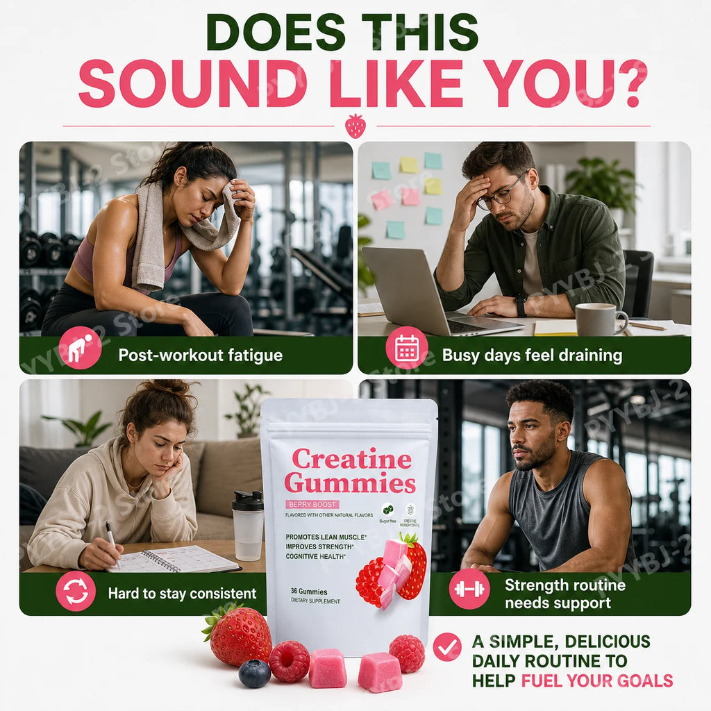 Sugar Free Creatine Gummies Berry Flavor Muscle Support