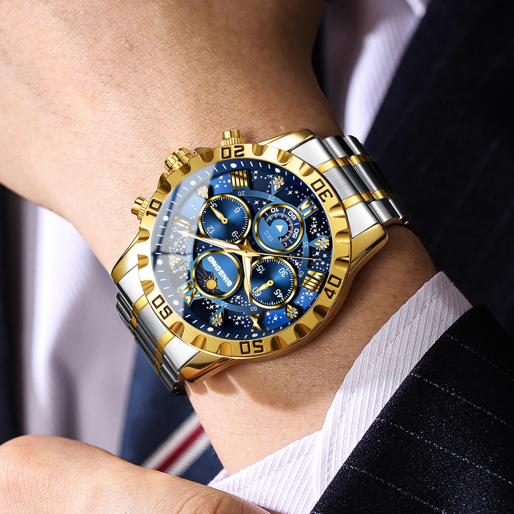 Men's Luminous Chronograph Stainless Steel Quartz Watch