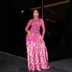 Women's A-Line Long Sleeve Midi Dress