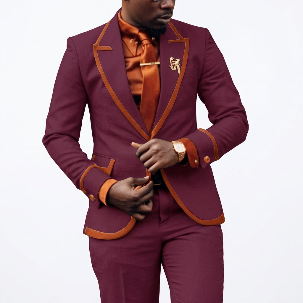 Men's Elegant Slim Fit 2-Piece Suit Set