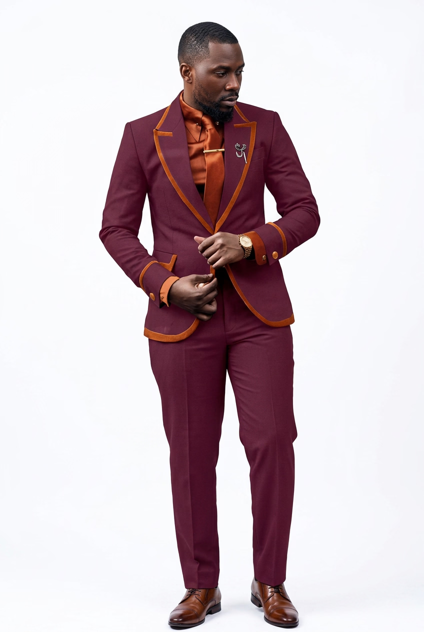 Men's Elegant Slim Fit 2-Piece Suit Set