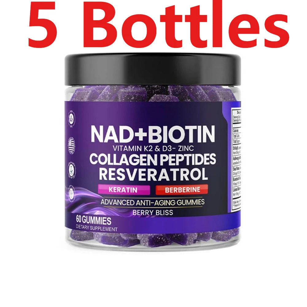 NAD+ and Biotin Hair Skin Nails Support Dietary Supplement Gummies