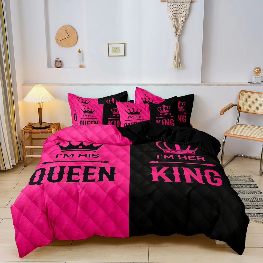 King & Queen Printed Duvet Cover Set 3 Pcs