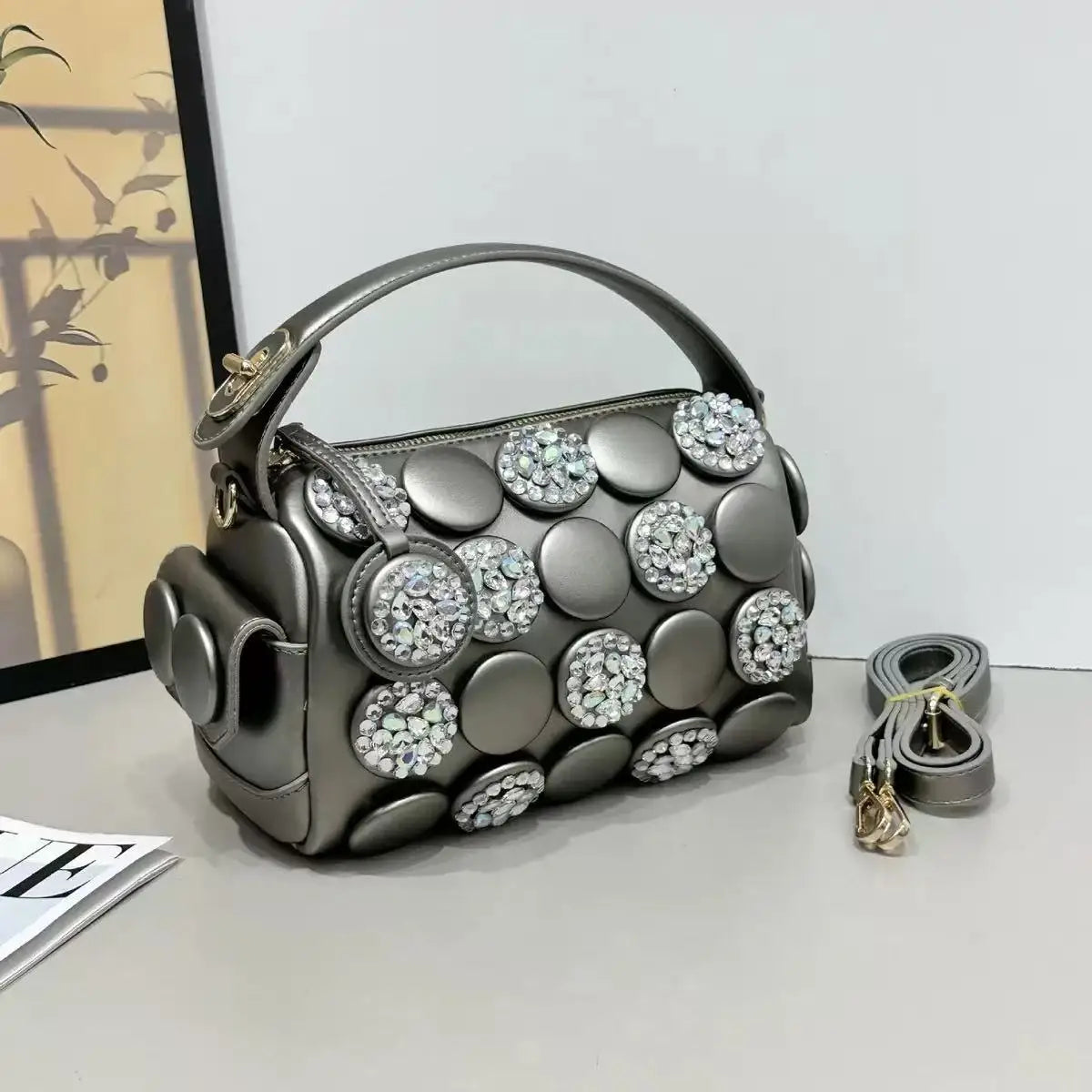 Women's Fashion Diamond Bucket Shoulder Crossbody Bag