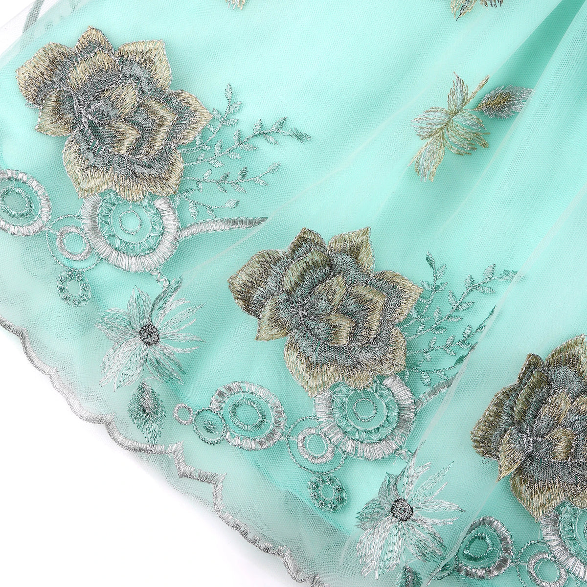 Girls' Embroidered Lace Tulle Ball Gown Party Dress