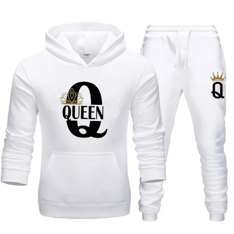 Men's Hooded Print Sweater and Pants Two Piece Set