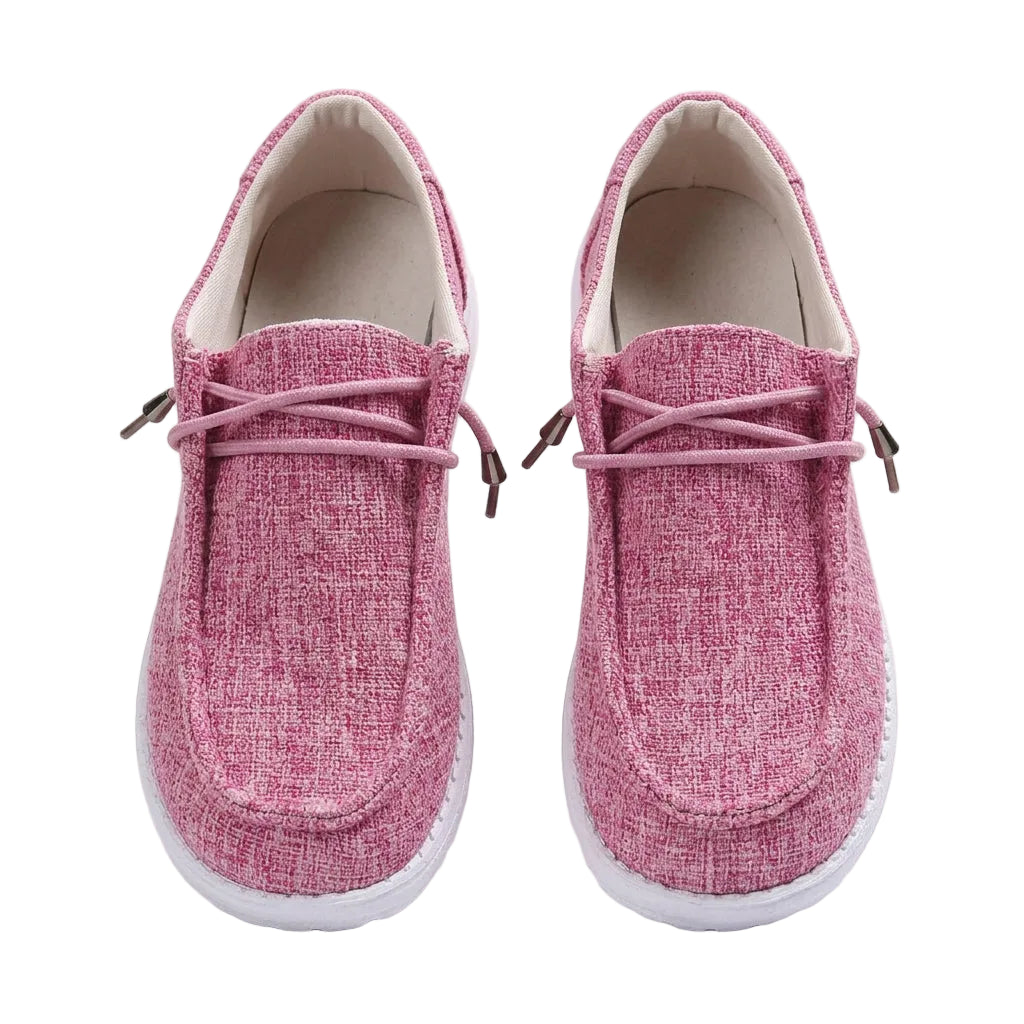 Women's Solid Lace-Up Flat Loafers Comfortable Casual Shoes