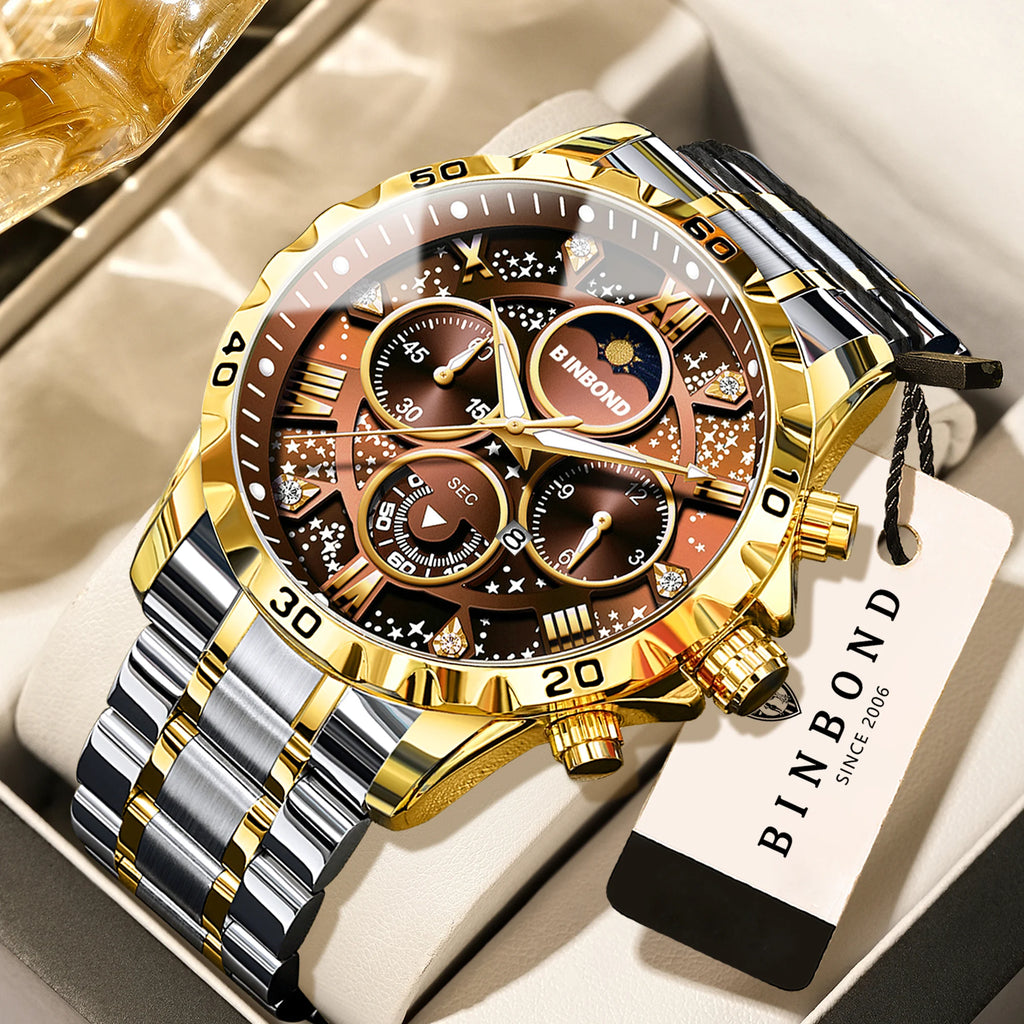 Men's Luminous Chronograph Stainless Steel Quartz Watch