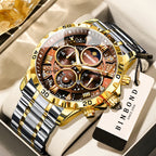 Men's Luminous Chronograph Stainless Steel Quartz Watch
