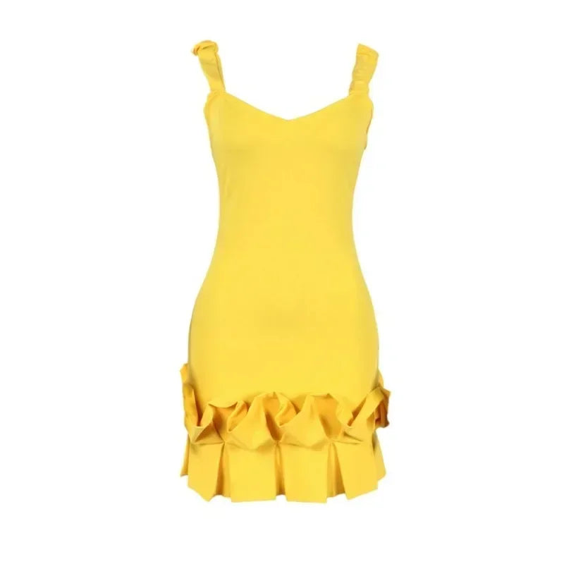 Women's Tight Corset Ruffle Sleeveless Party Dress