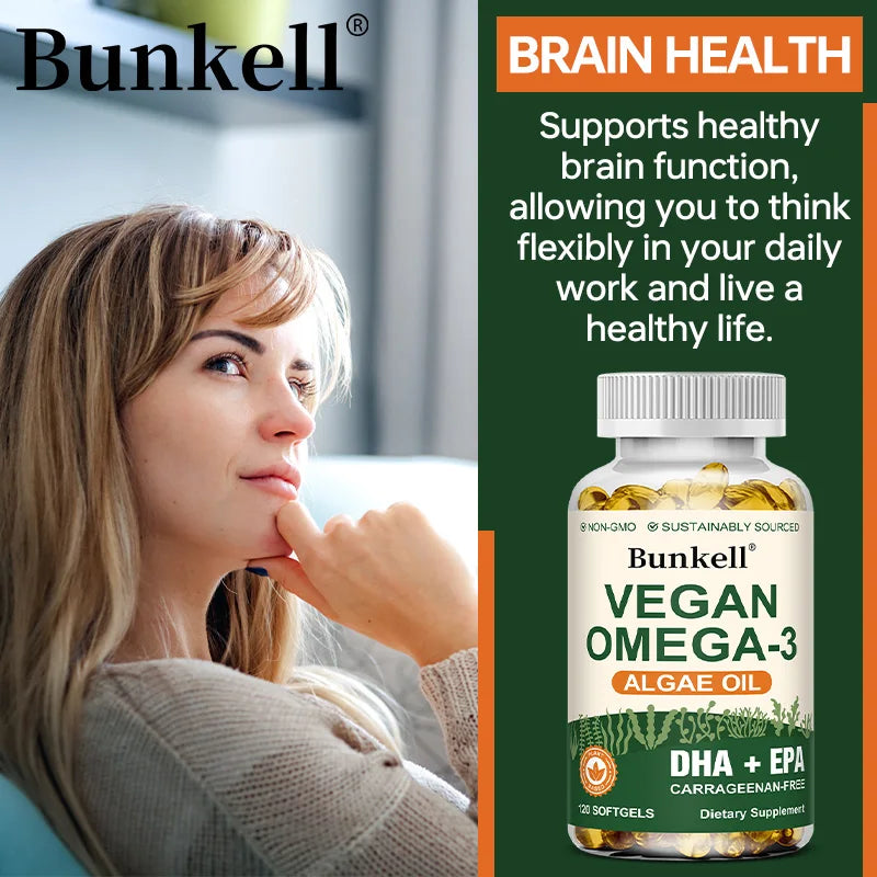 Vegan Omega 3 Algae Oil Brain and Heart Support Capsules