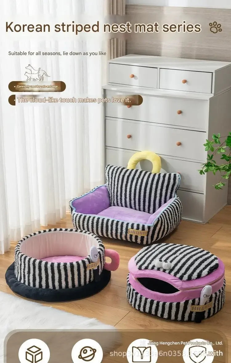 Striped Corduroy Pet Bed Set