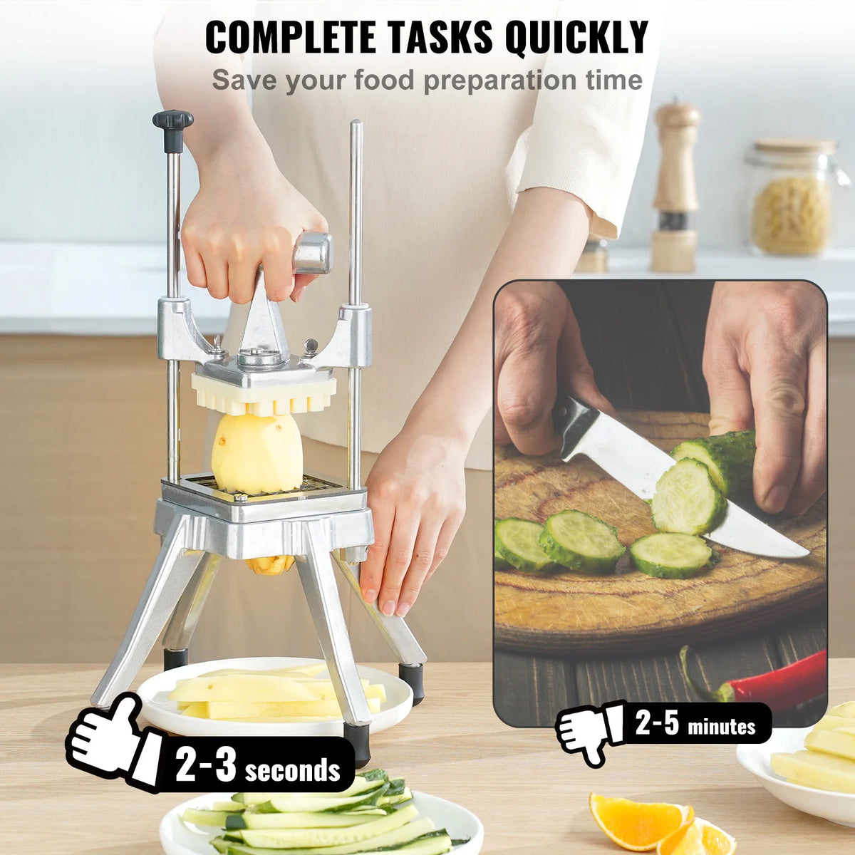 Commercial Manual Vegetable and Fruit Dicer with 4 Blades and Tray
