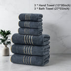 Soft Absorbent Polyester Bath Towel Set with Gold Accents