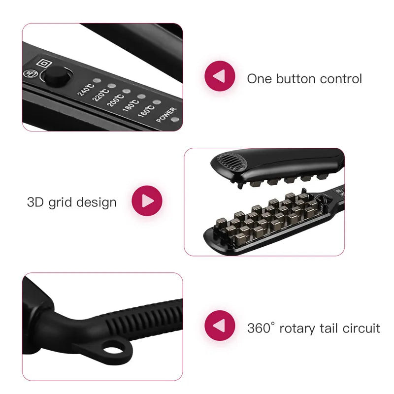 3D Grid Hair Crimper Ceramic Volumizing Waver