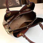 Women's Vintage Floral PU Leather Tote Crossbody Bag